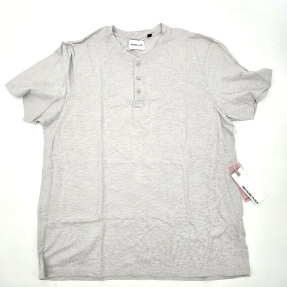 Melrose Place Genesse Slub Tee Men's Gray Henley Shirt Size XL - Picture 1 of 4